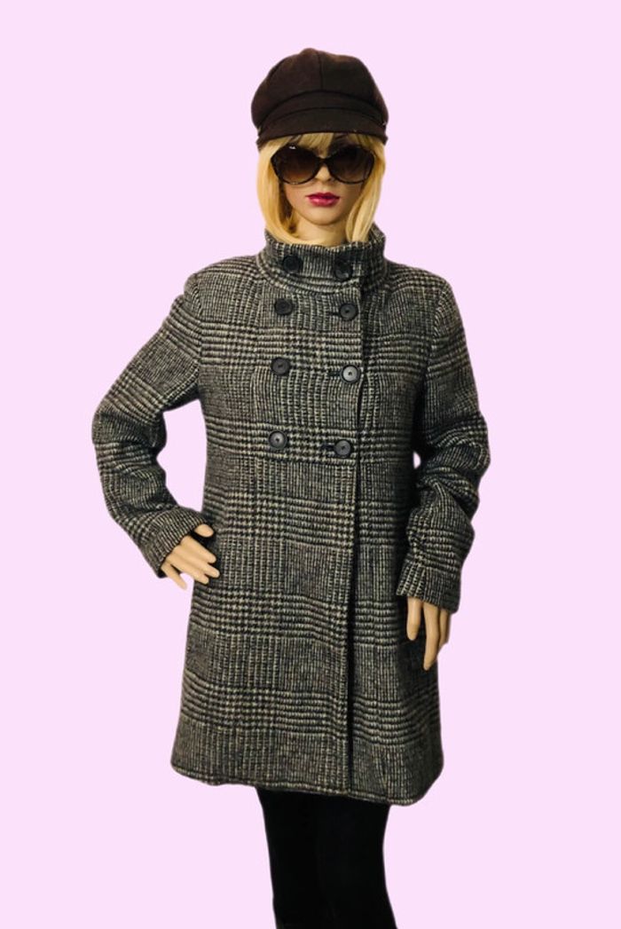 🖤Joli manteau à carreaux en laine alpaga Zara vintage 2000 Y2K wool alpaca coat🩶 - photo numéro 5