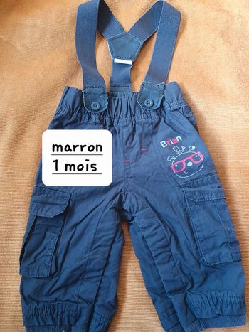 Pantalon à bretelles marron 1 mois
