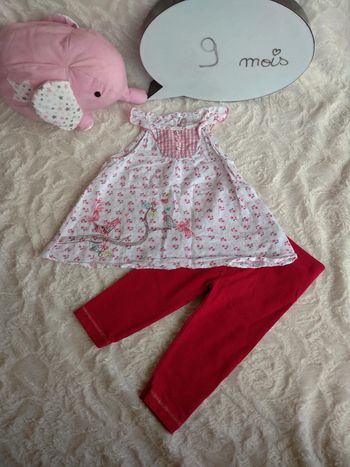 Ensemble (tunique longue sans manche+legging) Fille 9 mois Fleurs Orchestra