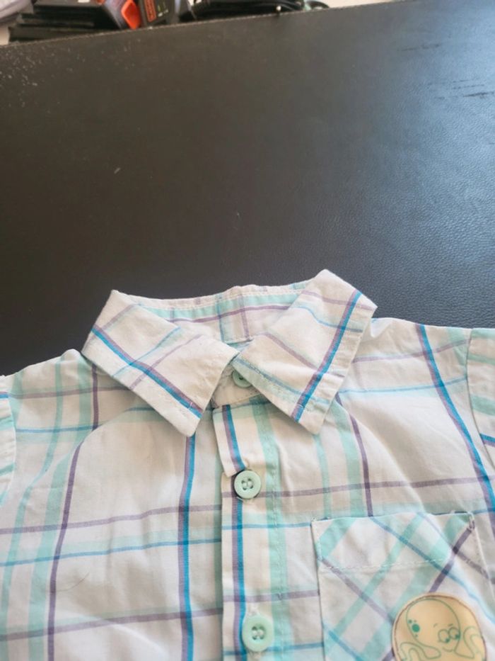 Chemise à manche courte bleu avec planche de surf 6M bébé reve - photo numéro 4