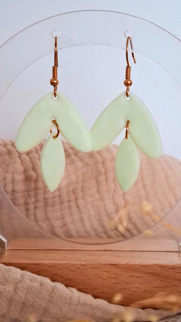 Brume Menthe Mini – Boucles d’oreilles pendantes – Création unique - photo numéro 2