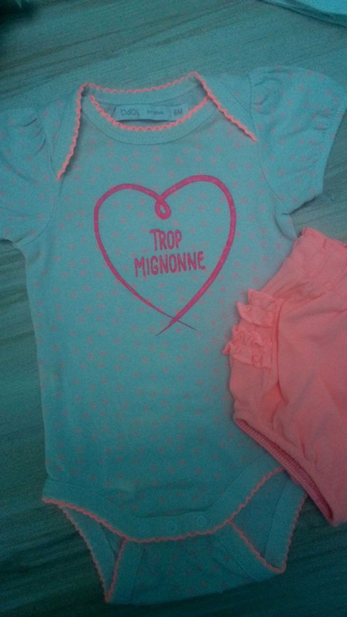 Tenue bébé fille body/bloomer orangé - photo numéro 2