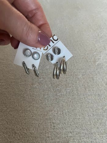 Lot de 4 paires de boucles d’oreilles argentées