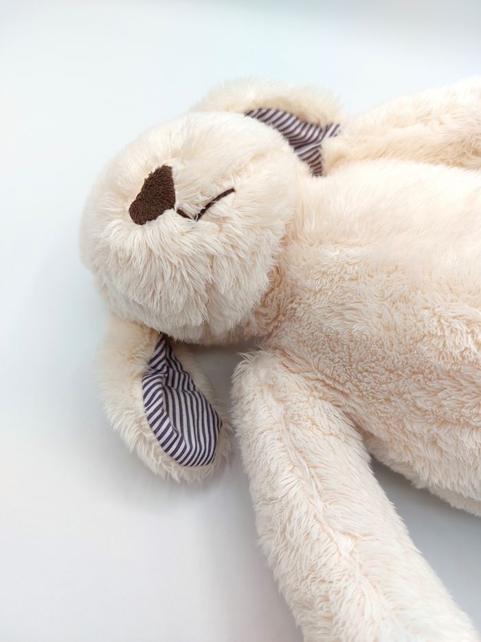 Peluche doudou chien écru beige JACADI collection mon petit capitaine rayures bleu blanc environ 28 cm - photo numéro 5