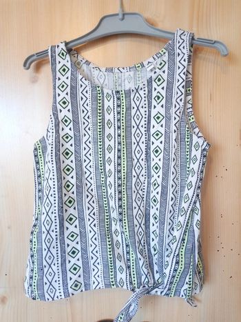 Débardeur ethnique blanc noir jaune