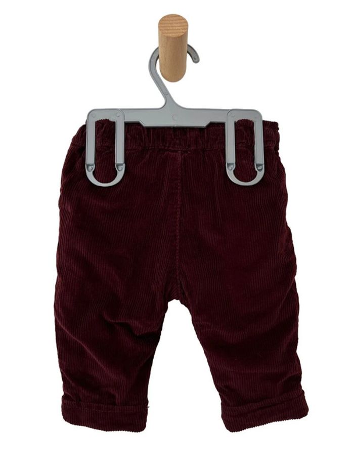 Pantalon bordeaux en velours côtelé - Zara 3-6 mois (68cm) - photo numéro 3