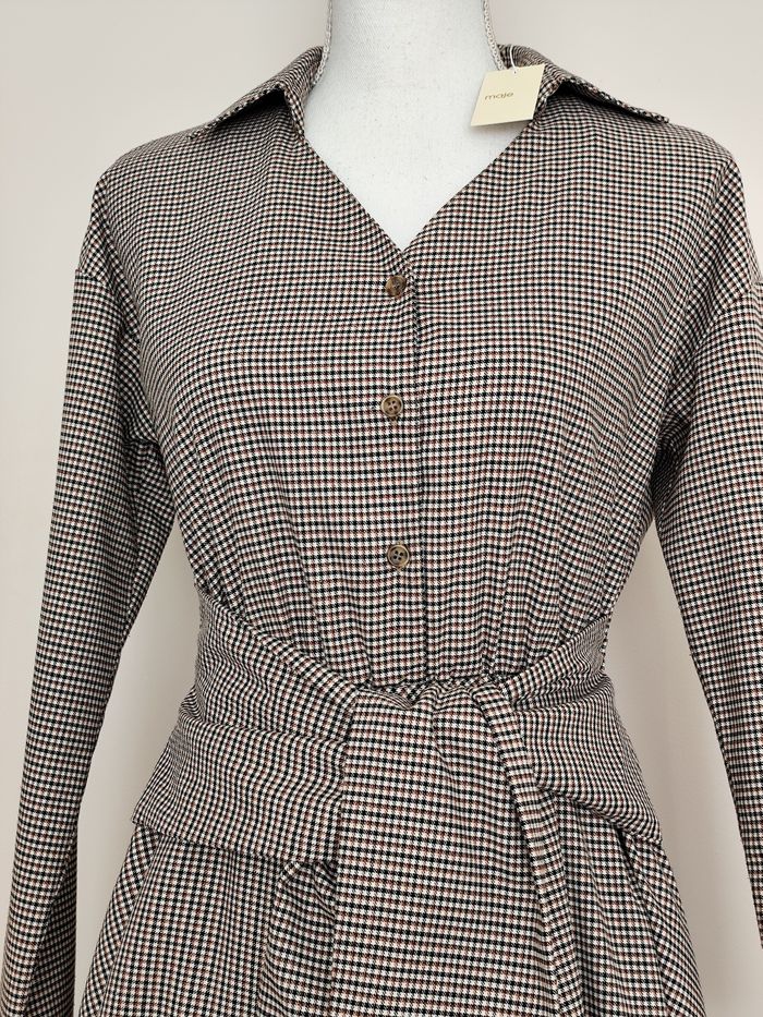 Robe neuve mi longue Maje taille 1 pied de poule automne hiver - photo numéro 2