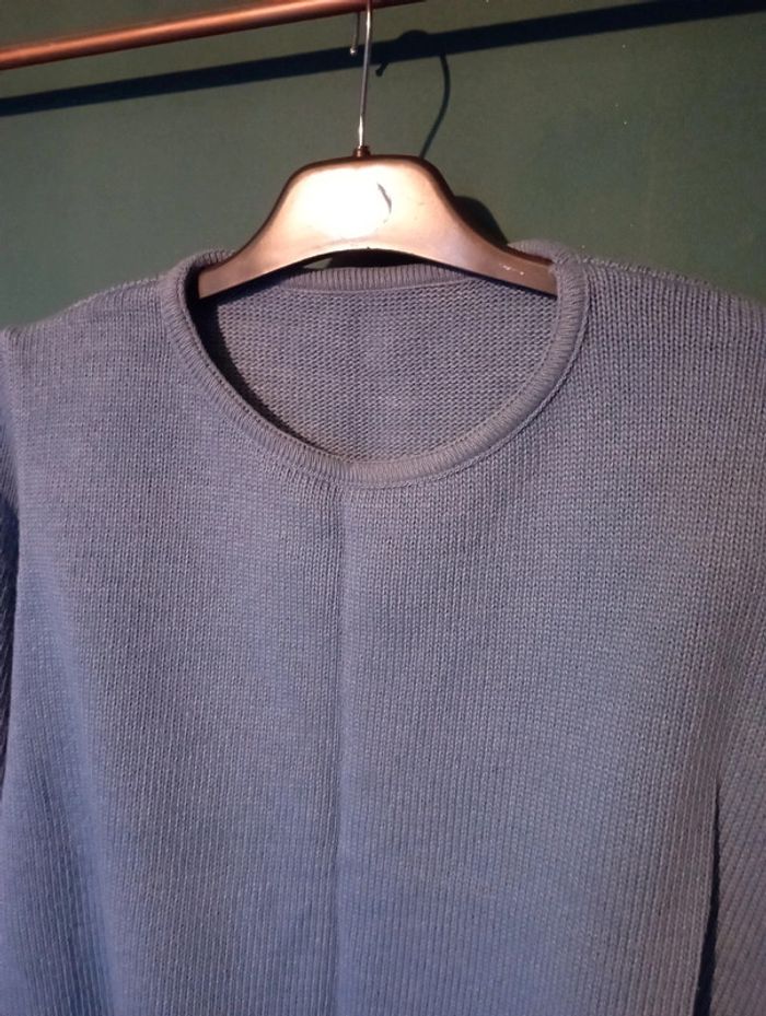 Pull maille bleu - photo numéro 4