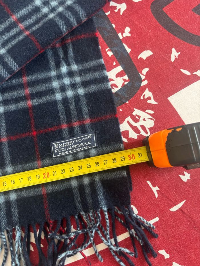 Écharpe Burberry 155cm bleu blanc et rouge grand carreau - photo numéro 7