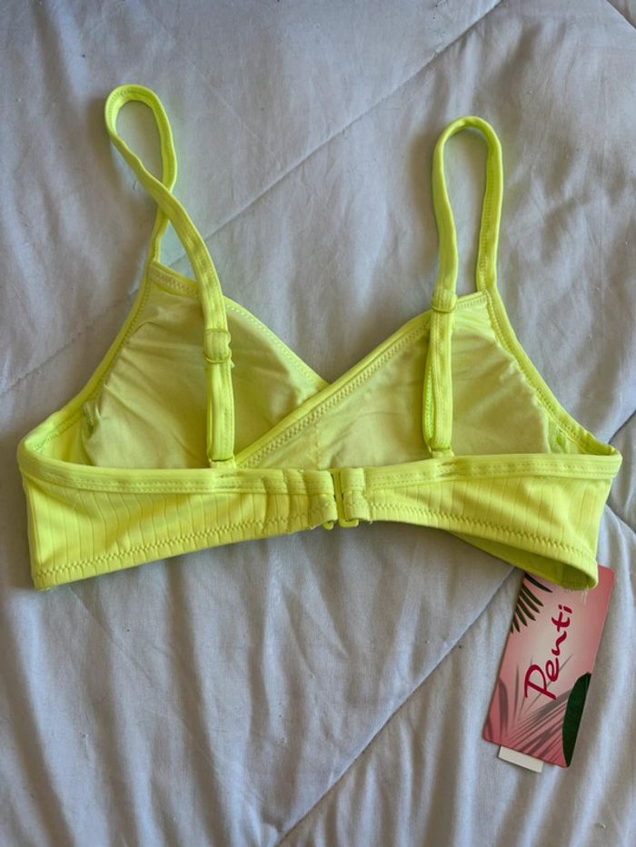 Haut de maillot de bain - bikini jaune fluo croisé penti taille XS/34 neuf - photo numéro 4