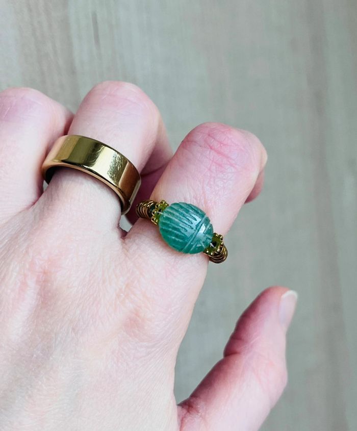 Bague amulette scarabée Aventurine - photo numéro 4