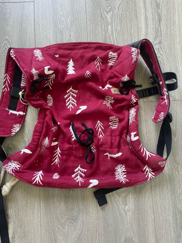 Portage Onbu Onbuhimo de couturière spécialisée Little Wolf taille grand toddler/preschool dans une écharpe de portage Roar Bordeaux Zen - photo numéro 5
