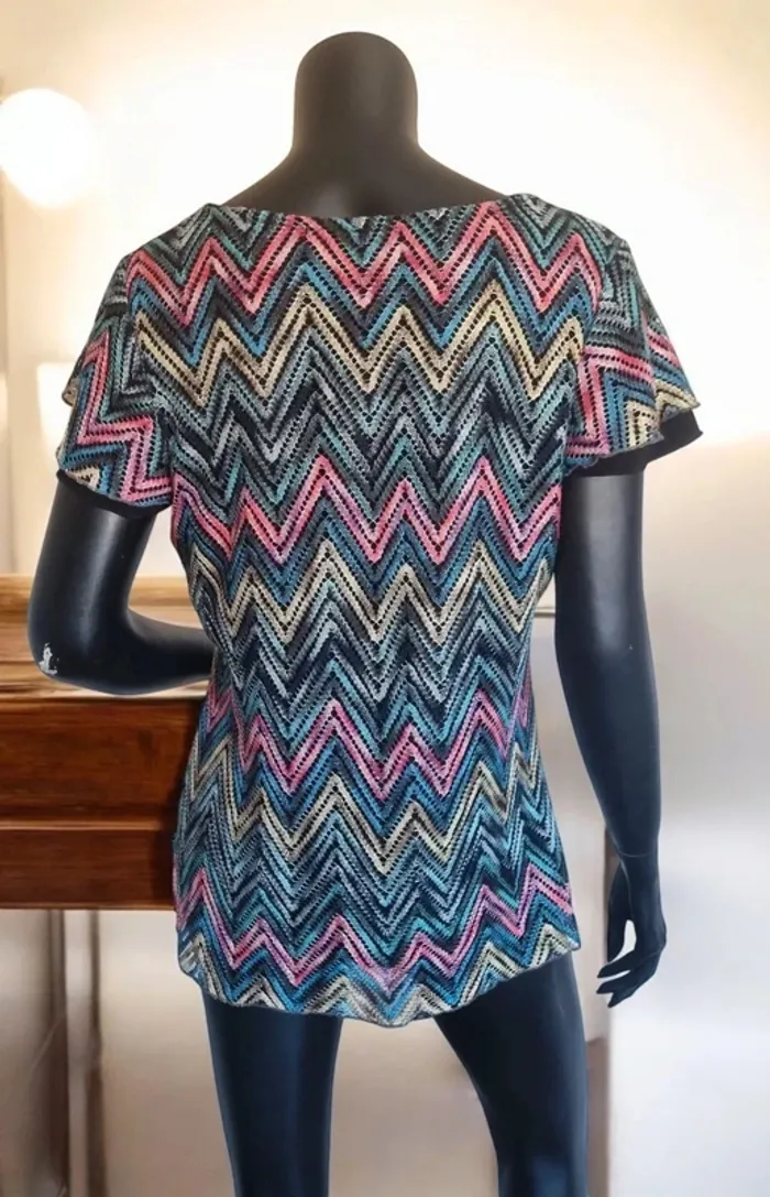 Camiseta crochet colores manga corta mujer T-S - photo numéro 2