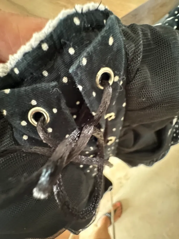 Bustier corset noir avec petits pois blancs - photo numéro 3