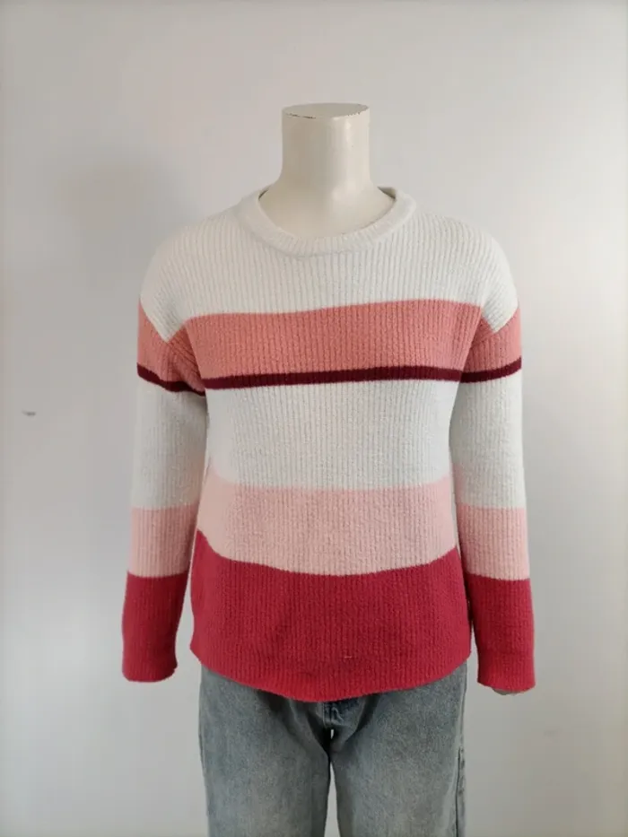 Pull Enfant Okaïdi T 12 ans - 152 cm Rayé nuances de Rose et Blanc