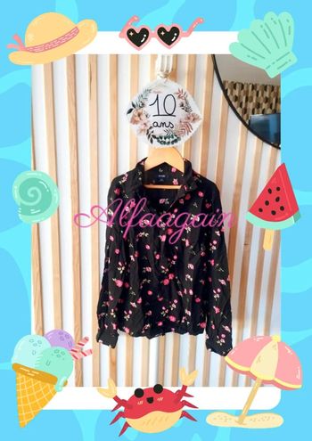 Chemisier noire fleurie 10ans Kiabi