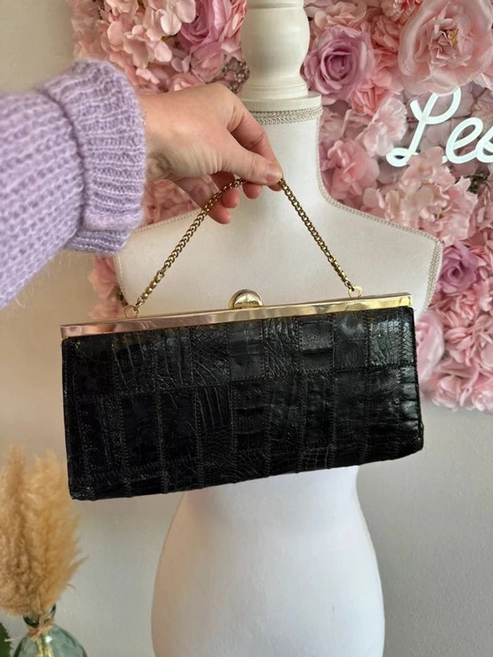 Magnifique pochette vintage Pierre Cardin en cuir reptile des années 1970 - photo numéro 5