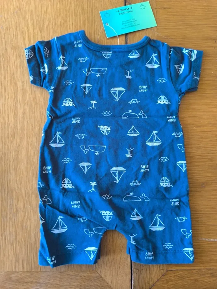 309768 barboteuse bleue marine garçon 1 mois sans marque - photo numéro 2