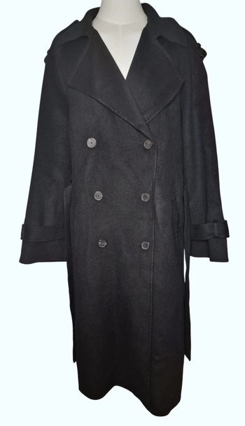 Manteau long noir ceinturé The Kooples laine/polyamide Taille 1 femme
