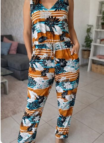 Combinaison longue motif tropical orange taille L by one 