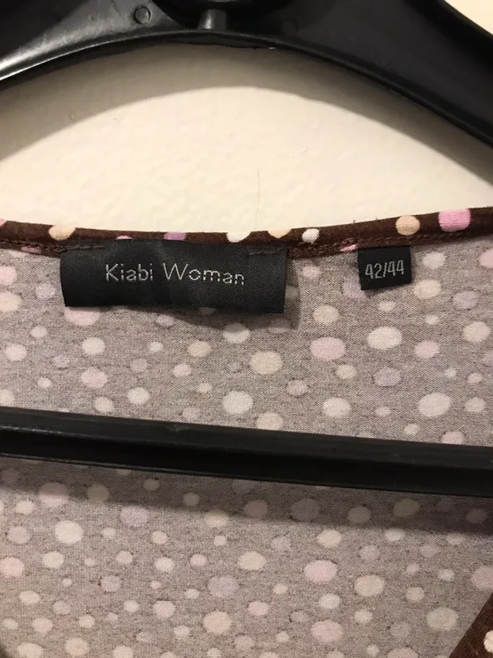 Haut femme kiabi woman été col v manches courtes marrons multicolore taille 44 - photo numéro 3