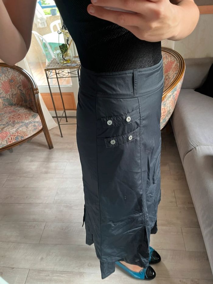 Jupe longue maxi skirt y2k noire gothic vintage bohème champêtre destroy cargo - photo numéro 3