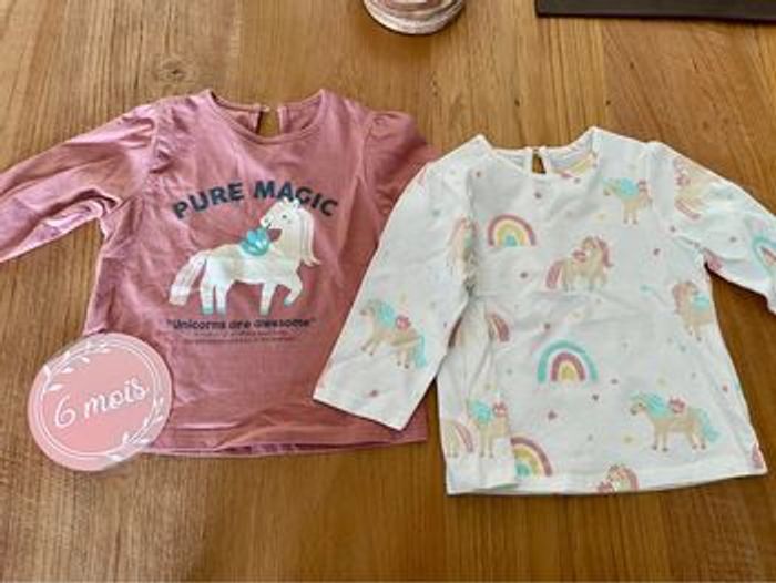 Lot 2 t-shirt licorne 6 mois