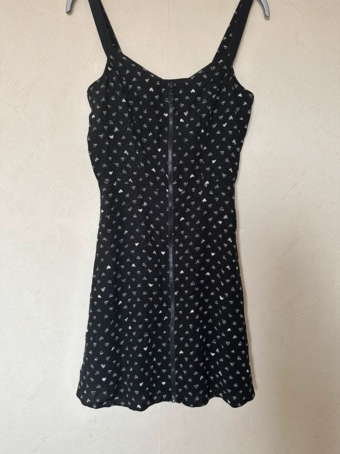 Robe noire imprimée petit cœur taille 34 Naf Naf