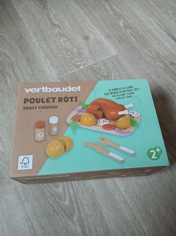 Jouet neuf poulet rôti en bois vertbaudet