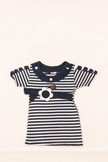 💚Robe marinière bébé fille – avec ceinture fleur – style marin chic - taille 18 mois