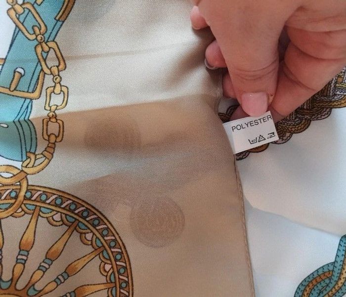 Foulard beige et turquoise pour femme - photo numéro 4