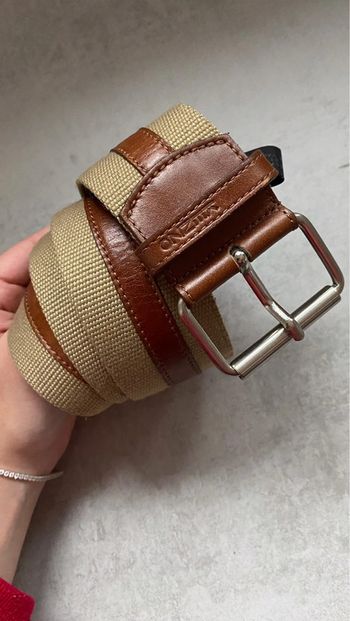 Ceinture en cuir et tissu marron beige Kenzo