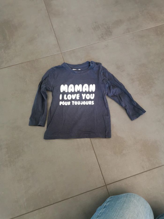 Tee-shirt manches longues Gémo 18 mois maman I love you pour toujours