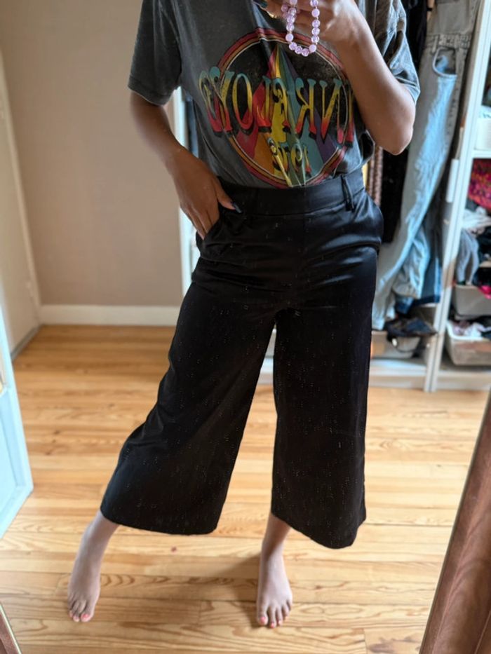 Pantalon court large satin noir la redoute - photo numéro 3