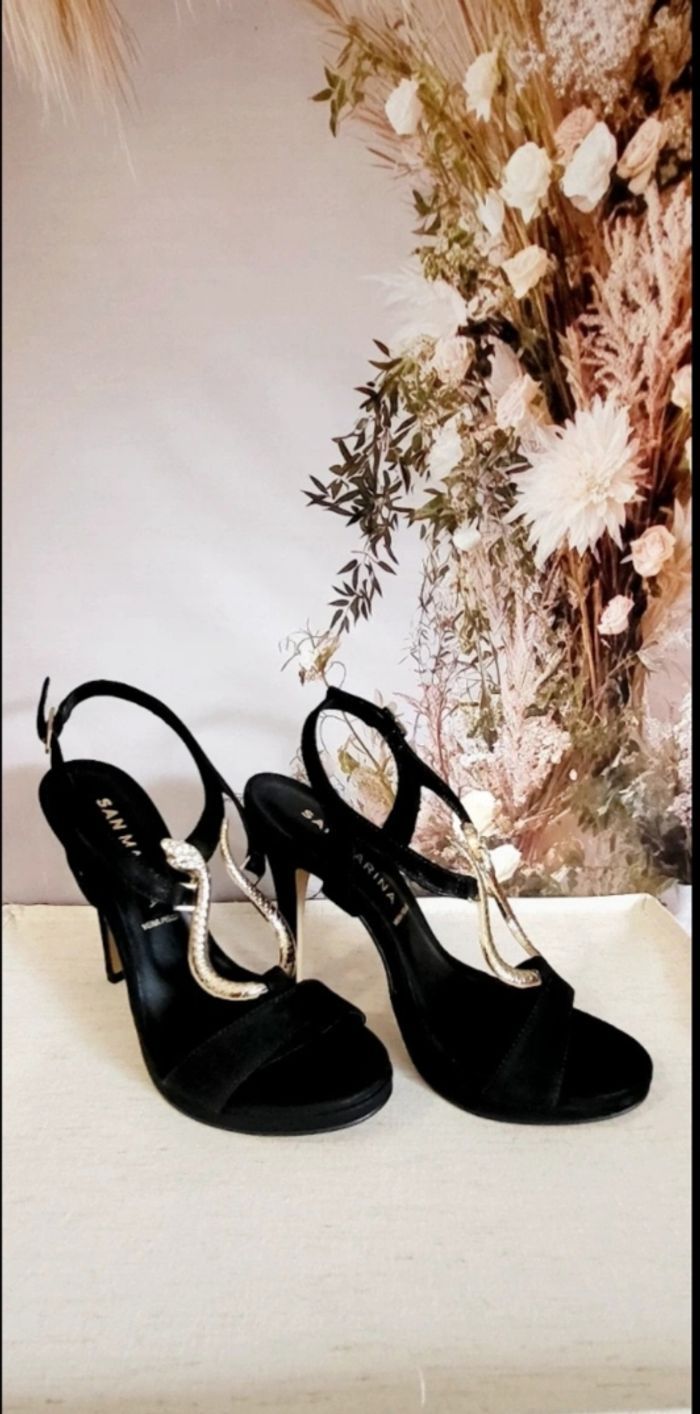 Sandales à talons noires San Marina - photo numéro 3