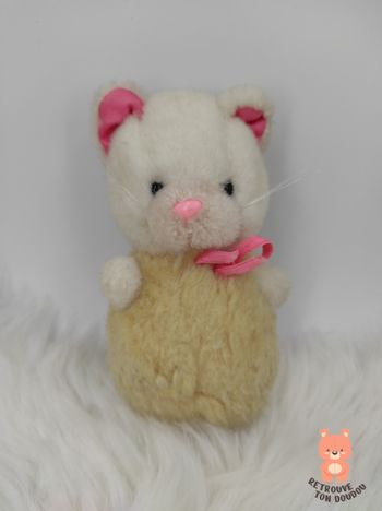 Peluche Chat Blanc Jaune Pilot Ink Tieno Vintage