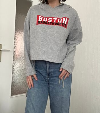 Sweat à capuche motif gris Jennyfer 