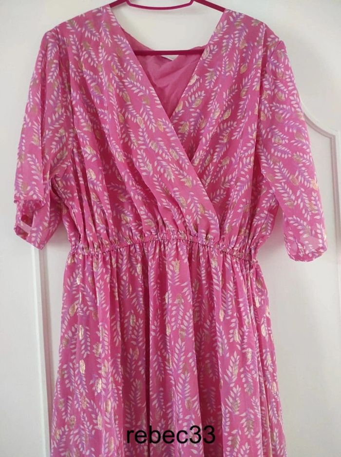 Robe longue rose à motif - photo numéro 2