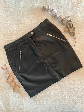 Jupe en cuir noire IKKS