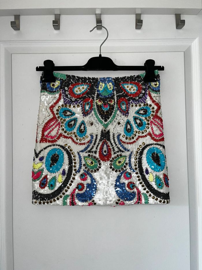 Jupe à strass à motifs colorés, taille S - photo numéro 3