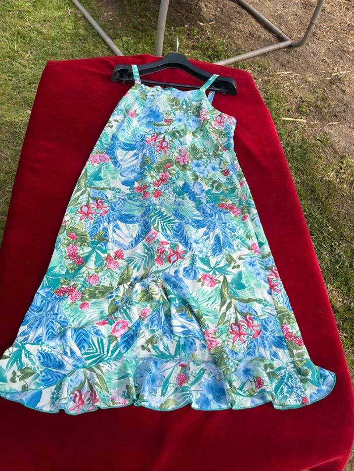 Superbe robe vintage Fleurie Volants Froufrou Afibel T 48 - photo numéro 7