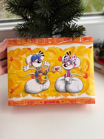 Coffret miroir jaune vintage diddl - avec papeterie d’origine