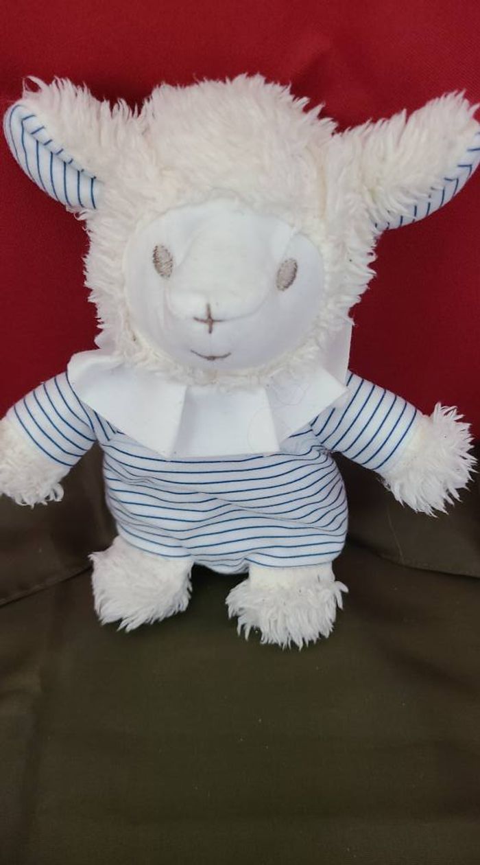 Peluche mouton blanc rayé bleu Pédiatril Avene - photo numéro 4