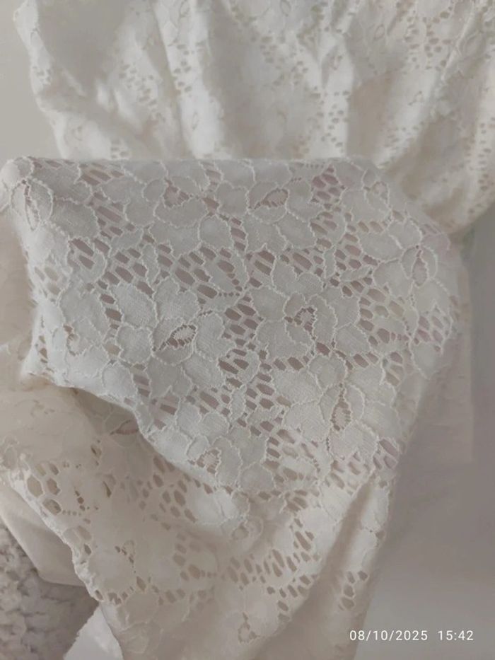 Vestido corto básico blanco con encaje talla S/M, Vintage