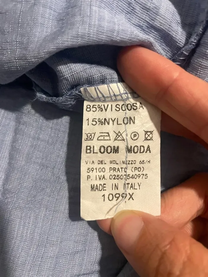 Robe ample bleu à manches courtes col élastique bas volant neuf Miss Golden taille 46 - photo numéro 7