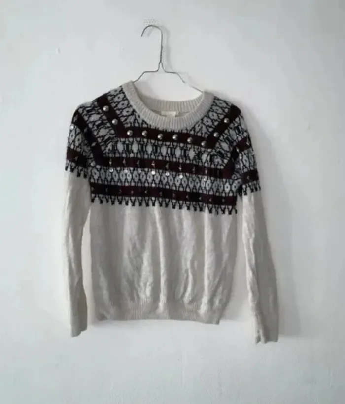 Pull femme à motif jacquard – taille 34 – marque H&M - photo numéro 2