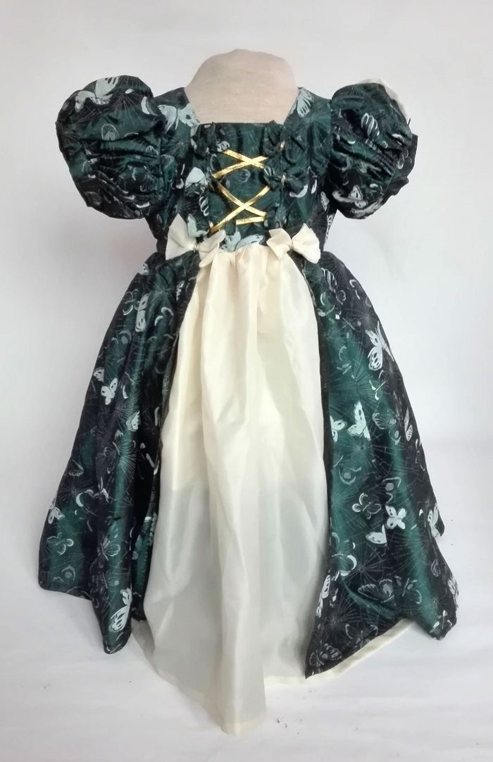 Robe de princesse déguisement vert beige carnaval 3-4 ans cadeau - photo numéro 2