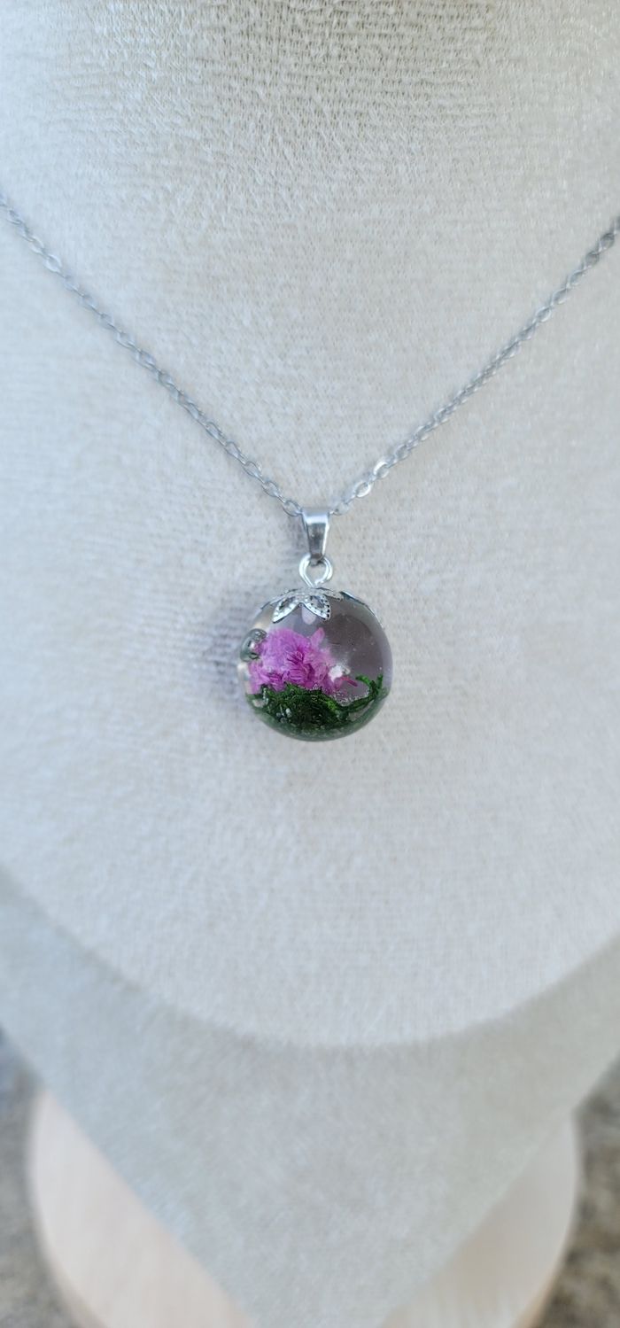 Collier fleurs séchées en acier inoxydable - photo numéro 2