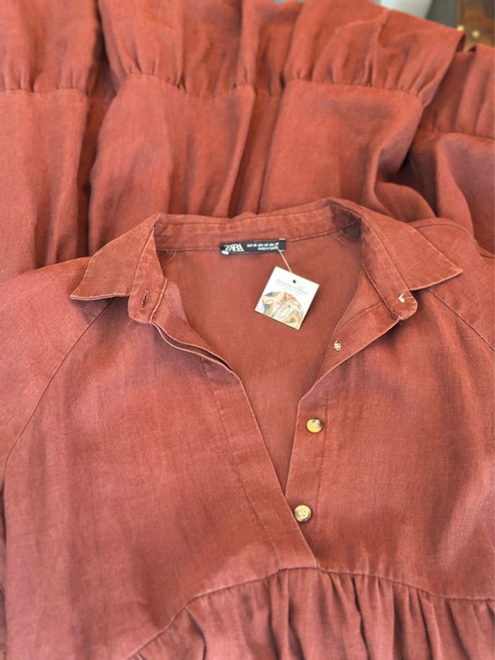 Robe mi-longue ample marron Zara taille XS oversize - photo numéro 7