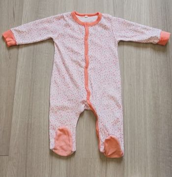 Pyjama grenouillère fille - Corail à pois - 6 mois (68 cm)